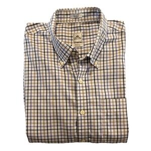 Peter Millar Mens Shirt XL White Purple Check Button-Down Long Sleeve